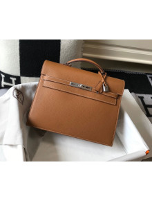 Hermes Men's Kelly Messenger Bag 34cm in Togo Calfskin Light Brown 2021 (Half Handmade)