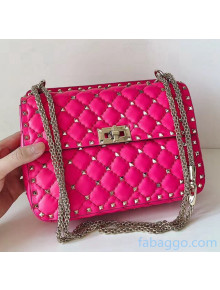 Valentino Medium Rockstud Spike Handle Shoulder Bag in Lambskin Leather Rosy 2020