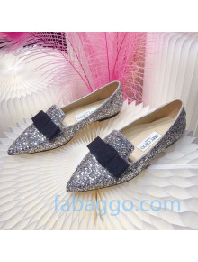 Jimmy Choo Gabie Glitter Sequins Pointy Toe Flat Ballerinas with Bow 03 2020