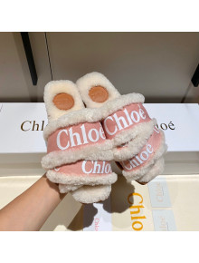 Chloe Logo Strap & Wool Slide Sandals Pink 2021