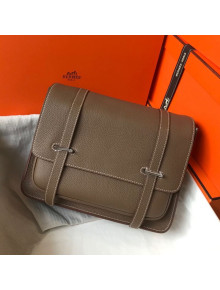 Hermes Men's Steven Strap Messenger Bag 30/34cm in Togo Calfskin Grey 2021 (Half Handmade)