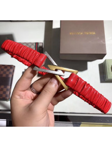 Bottega Veneta Width 2cm Lambskin Belt Red 2020