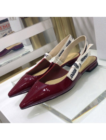 Dior J'Adior Slingback Ballerinas Flats in Patent Calfskin Burgundy 2021