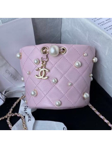 Chanel Lambskin Mini Drawstring Bucket Bag AS2518 Pink 2021