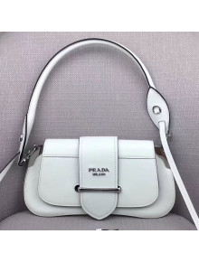 Prada Sidonie Leather Shoulder Saddle Bag 1BD168 White 2019