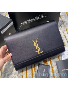 Saint Laurent Large Kate Bag in Grain Calfskin 446752Q Black/Gold (Top Quality)