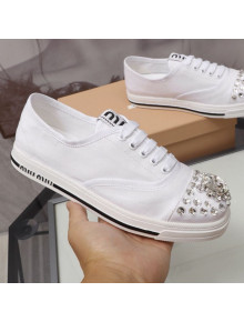 Miu Miu Crystal Canvas Sneakers White 2021