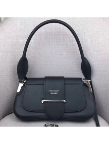 Prada Sidonie Leather Shoulder Saddle Bag 1BD168 Black 2019