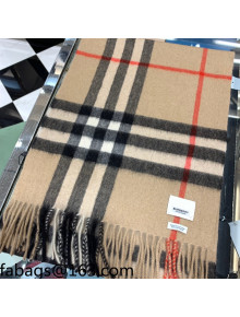 Burberry Check Cashmere Scarf 30x168cm Brown 2021 110323