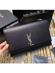 Saint Laurent Large Kate Bag in Grain Calfskin 446752Q Black/Silver (Top Quality)