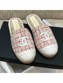 Chanel Tweed Espadrilles Mules G37482 Pink 2021