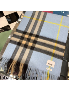 Burberry Check Cashmere Scarf 30x168cm Blue 2021 110324