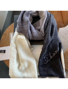 Chanel Cashmere Gradual Color Scarf 75x200cm Gray/Black 2019