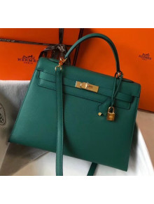 Hermes Kelly 32cm Top Handle Bag in Epsom Leather Dark Green 2020