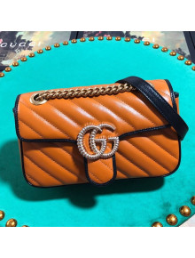 Gucci GG Diagonal Marmont Mini Bag 446744 Cognac 2019