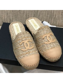 Chanel Tweed Espadrilles Mules G37482 Beige 2021