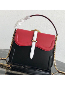 Prada Belle Leather Top Handle Bag 1BN004 Red/Black/White 2019