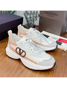 Valentino VLogo Sneakers in Mesh and Calfskin Patchwork White/Pink  (For Women and Men)