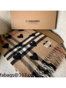 Burberry Love Check Cashmere Scarf 30x168cm Brown 2021