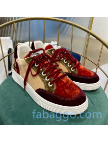 Chanel Velvet Sneakers G36295 Burgundy/Beige 2020