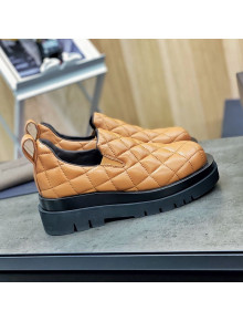 Bottega Veneta Quilted Lambskin Flat Loafers Caramel Brown 2020