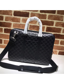 Gucci GG Embossed Leather Business Bag 451169 Black 2021