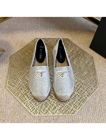 Prada Logo Crystal Espadrilles Silver 2022 56