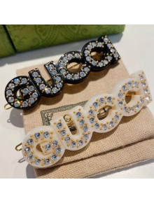 Gucci Crystal Hair Slide White 2021 02