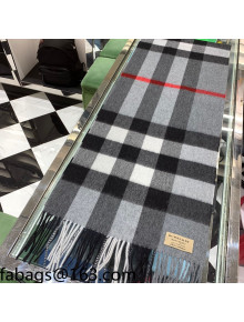 Burberry Check Cashmere Scarf 37x200cm Grey 2021 110342