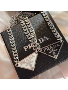 Prada Logo Necklace White/Black 2021