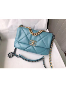 Chanel 19 Goatskin Small Flap Bag AS1160 Water Blue 2021 TOP