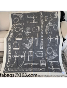 Hermes Cashmere Wool Blanket 135x170cm Black 2021