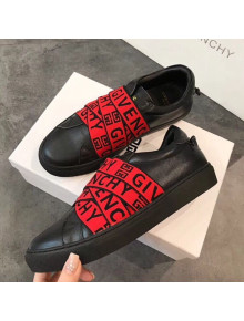 Givenchy 4G Webbing Sneakers in Leather Black/Red 2019