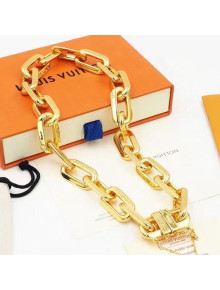 Louis LV Edge Medium Necklace Gold 2021