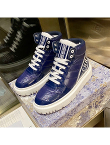 Dior D-Player Boot Sneakers in Navy Blue Quilted Nylon 2021