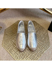 Saint Laurent Metallic Leather YSL Espadrilles Silver 2022 