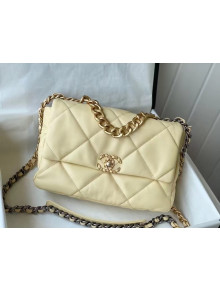 Chanel 19 Goatskin Large Flap Bag AS1161 Light Yellow 2021 TOP