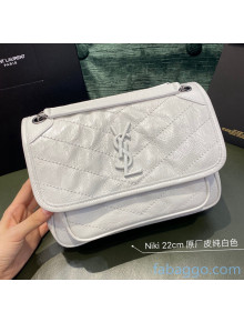 Saint Laurent Baby Niki Chain Bag in Vintage Crinkled Leather 533037 White 2021