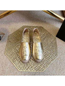 Saint Laurent Metallic Leather YSL Espadrilles Gold 2022 