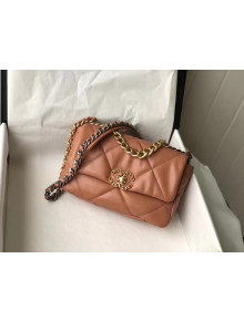 Chanel 19 Goatskin Small Flap Bag AS1160 Caramel Brown 2021 TOP