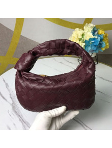 Bottega Veneta Mini BV Jodie Woven Lambskin Hobo Bag Burgundy 2020