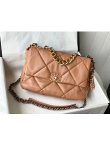 Chanel 19 Goatskin Large Flap Bag AS1161 Caramel Brown 2021 TOP