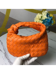 Bottega Veneta Mini BV Jodie Woven Lambskin Hobo Bag Orange 2020