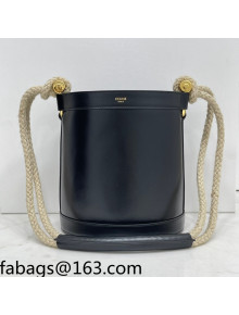 Celine Bucket Marin Calfskin and Cord Bucket Bag Black 2021