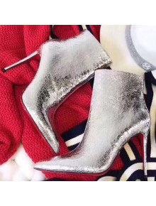 Christian Louboutin Crack Calfskin Booties Silver 2018