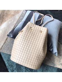 Celine Small C Charm Bucket Shoulder Bag/Backpack in Quilted Calfskin 188373 Nude 2019