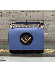 Fendi Kan I FF Logo Shoulder Bag Blue Leather/Brown 2019