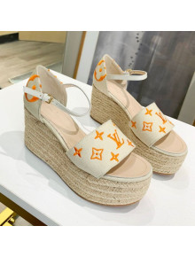 Louis Vuitton Starboard Monogram Canvas Wedge Sandal White/Orange 2021