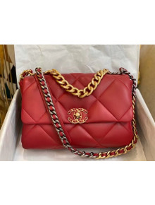 Chanel 19 Goatskin Large Flap Bag AS1161 Red 2021 TOP