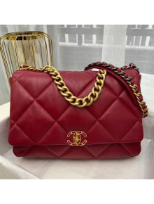 Chanel 19 Goatskin Maxi Flap Bag AS1162 Red 2021 TOP